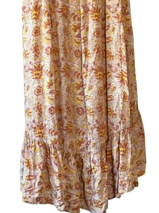 Lucky Brand Floral Flutter Sleeve High Low Maxi Dress Size Large - Picture 10 of 14